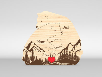 Bear Family Mountain Sign SVG Laser Cut File for LightBurn and Glowforge