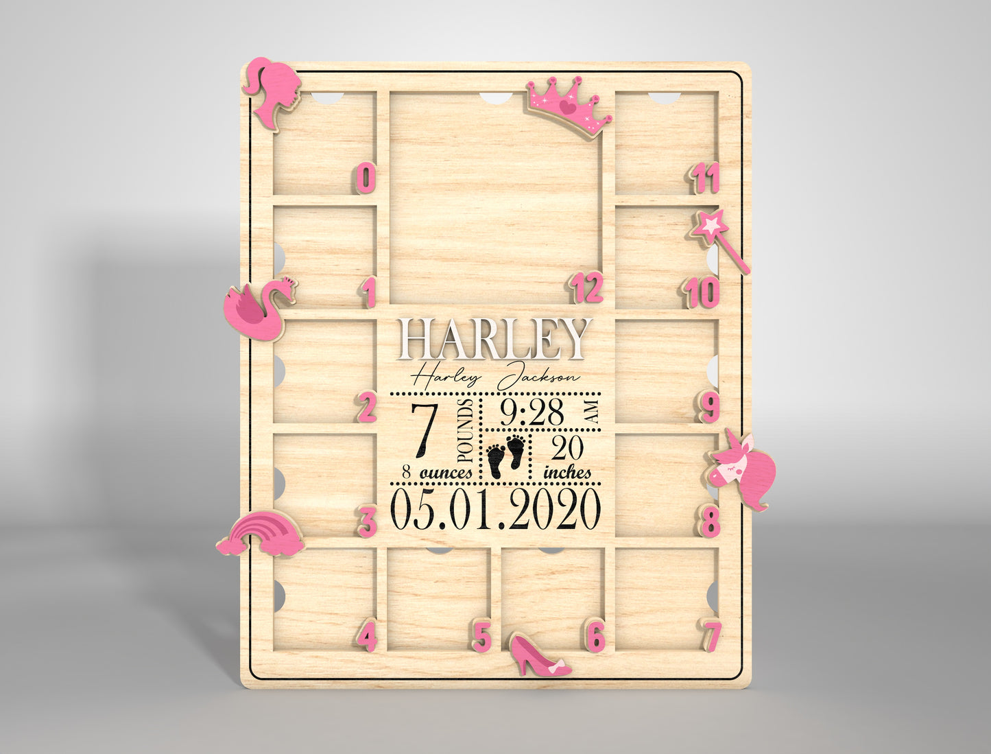 Personalized Baby Milestone Frame SVG for xTool and Glowforge