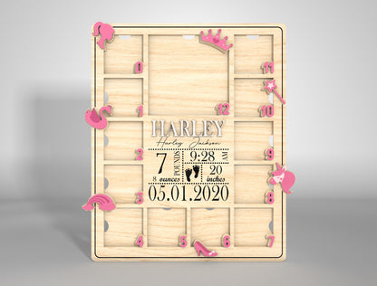 Personalized Baby Milestone Frame SVG for xTool and Glowforge