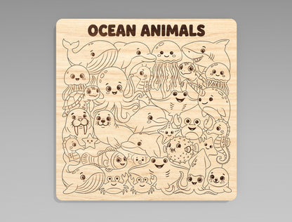 Animal Puzzle Board SVG Bundle for Glowforge xTool LightBurn Kids Educational Puzzle