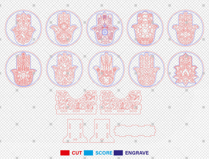 Mandala Coaster SVG Bundle with Holder for LightBurn and Glowforge