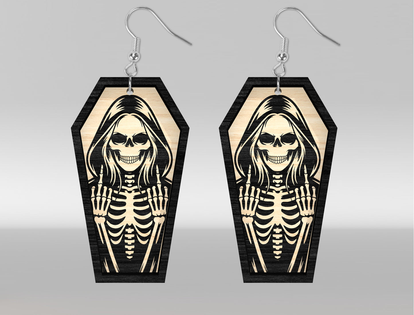 8 Skeleton Coffin Earrings SVG Halloween Laser Cut Bundle for LightBurn