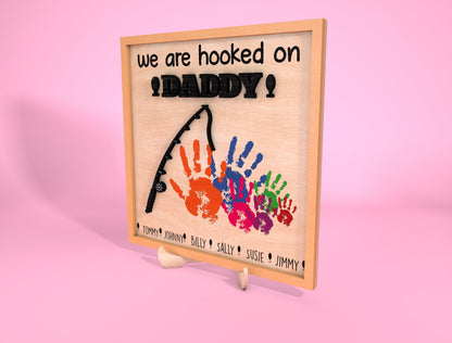 Personalized Fishing Handprint Dad Sign SVG Laser Cut File for Glowforge and LightBurn