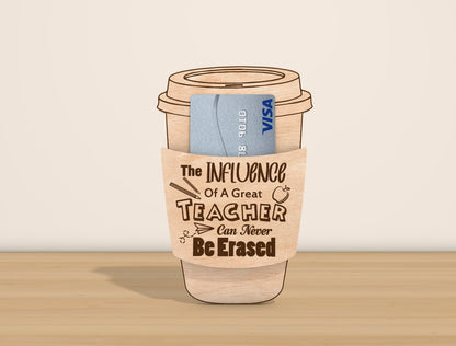 Teacher Coffee Card Holder SVG Bundle Laser Cut File for Glowforge and LightBurn