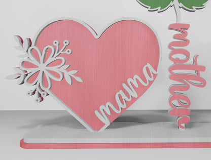 Rose Mom Tabletop Decor SVG Bundle Mother's Day for LightBurn