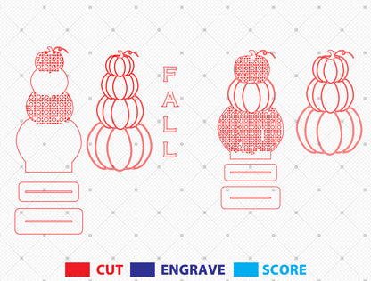 Stacked Pumpkin FALL Lattice SVG Set for Glowforge xTool LightBurn 2 Designs