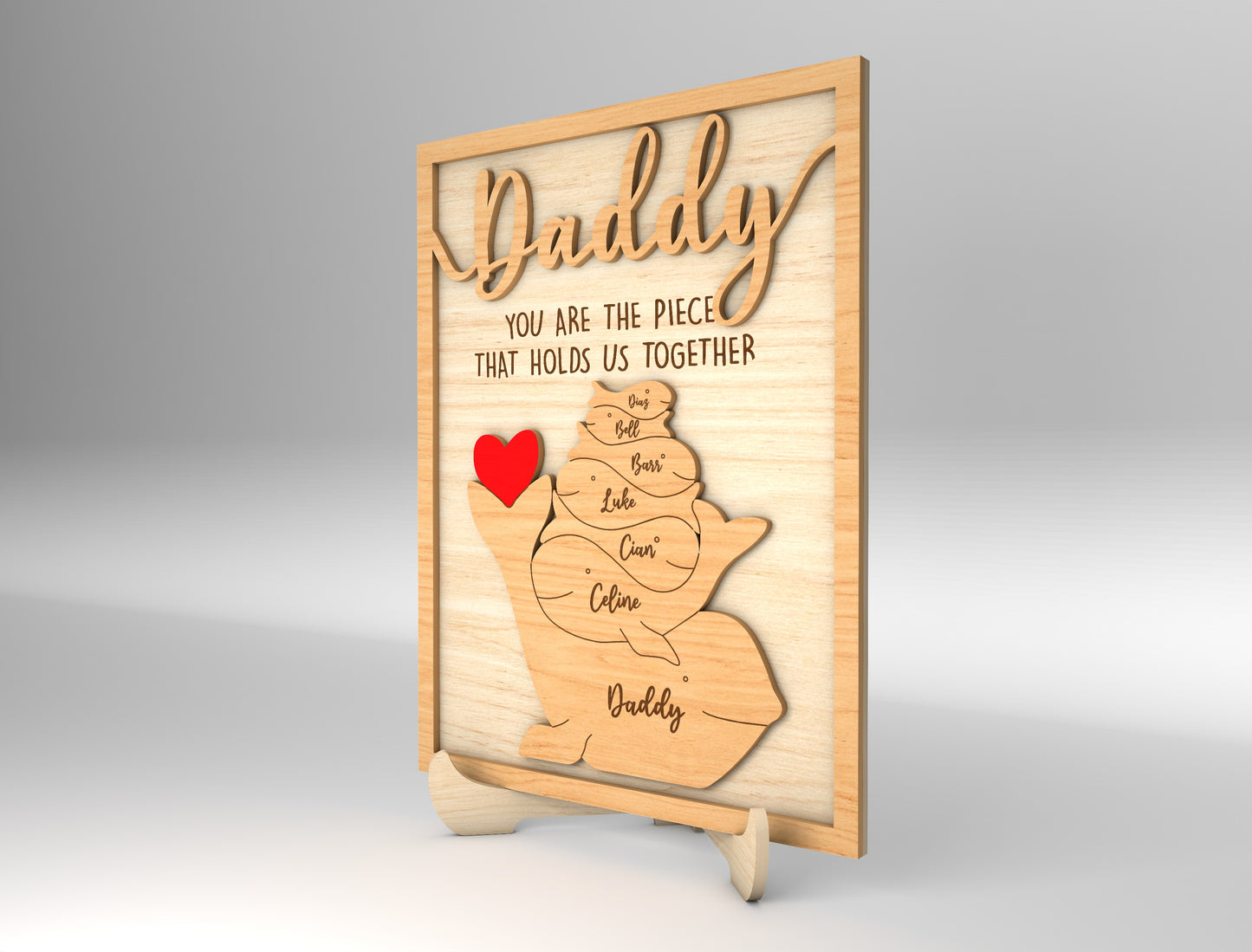 Dad Whale Family Custom Name Sign SVG Laser Cut File for LightBurn and xTool