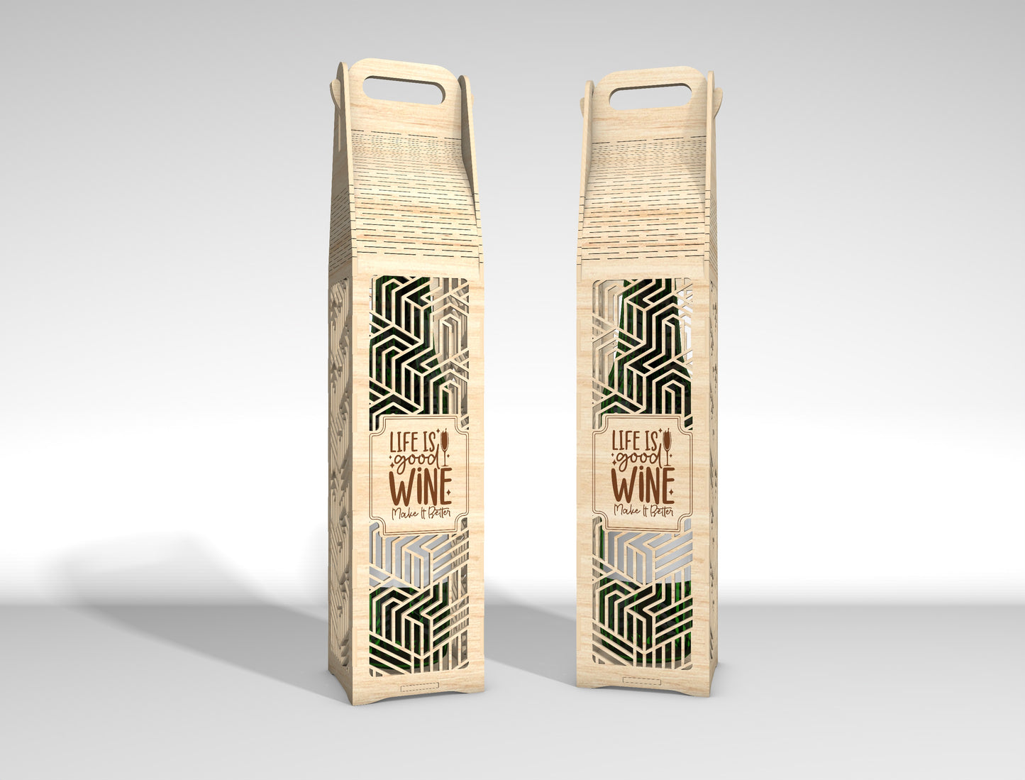 Wine Bottle Gift Box SVG Laser Cut File for Glowforge and LightBurn