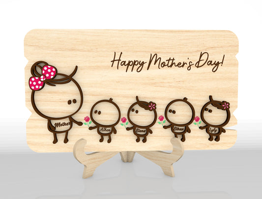 Cute Family Mom Sign SVG Bundle Cartoon for xTool and LightBurn