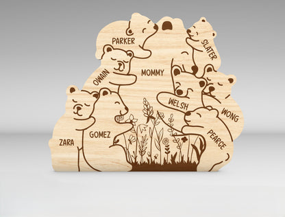Custom Name Bear Family Tree Sign SVG for xTool and Glowforge