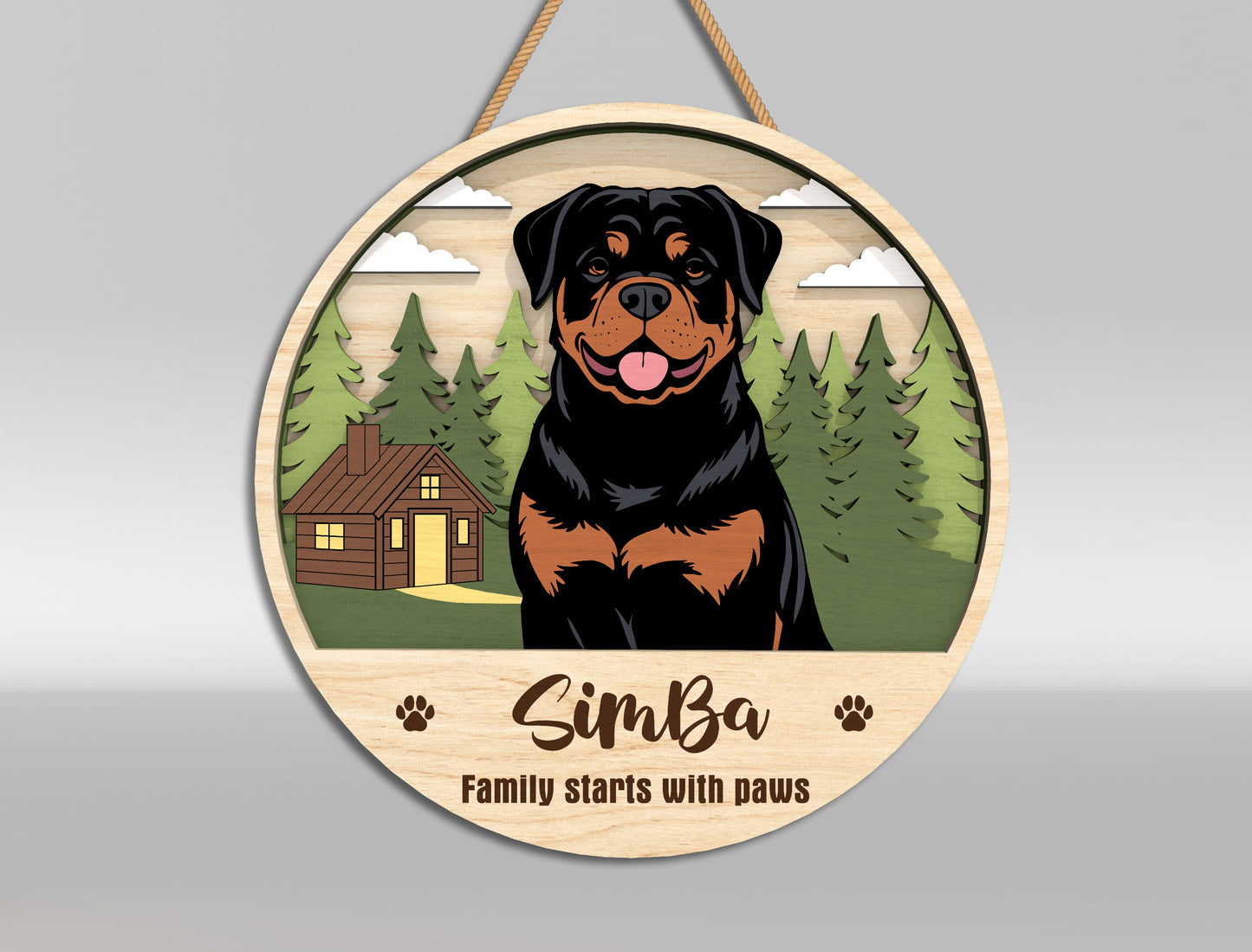 Personalized Dog Door Sign SVG Bundle Custom Pet Portrait Decor Laser Cut File for xTool