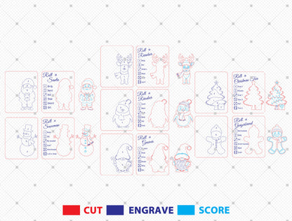 Christmas Roll-a-Game Dice Activity Laser Cut File | Ready to Cut | Glowforge, xTool, LightBurn, etc.