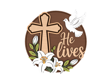 Easter Lily Cross Door Signs SVG Bundle 2 Designs for LightBurn and Glowforge