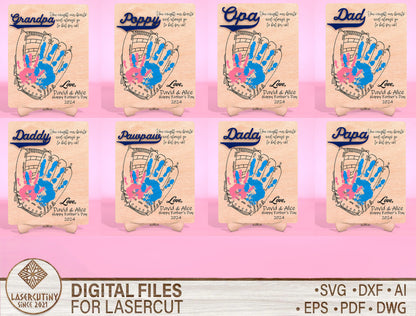 Personalized Handprint Dad Sign SVG Laser Cut File for Glowforge
