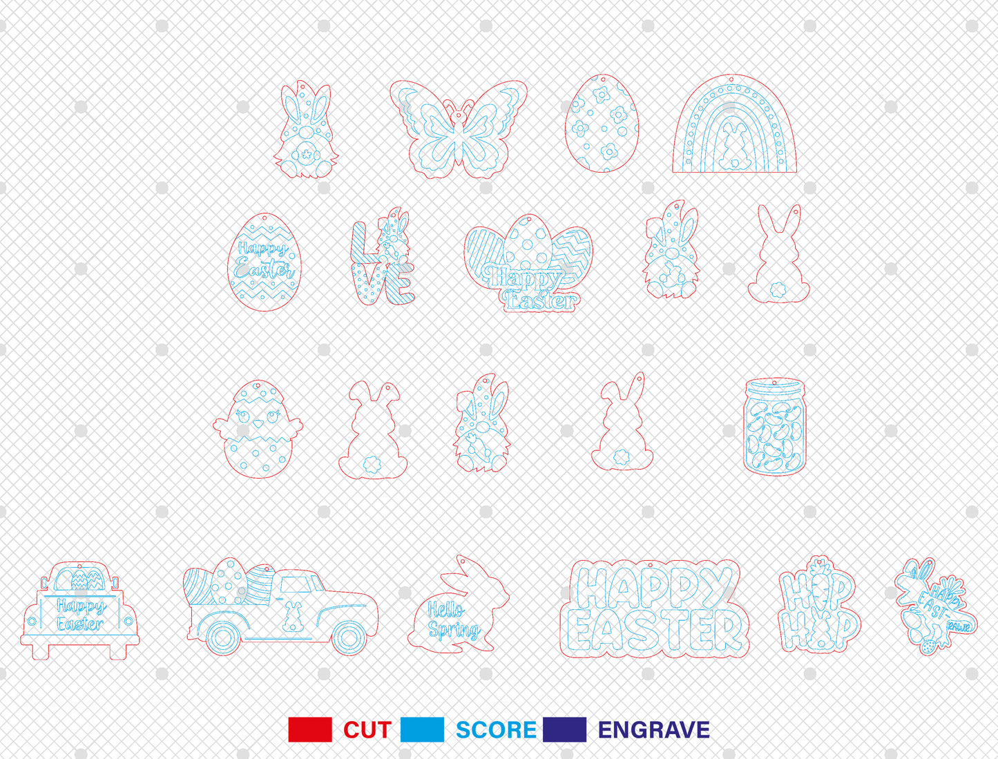 Easter Day Earrings SVG Set 19 Cute Spring Jewelry for Glowforge and xTool