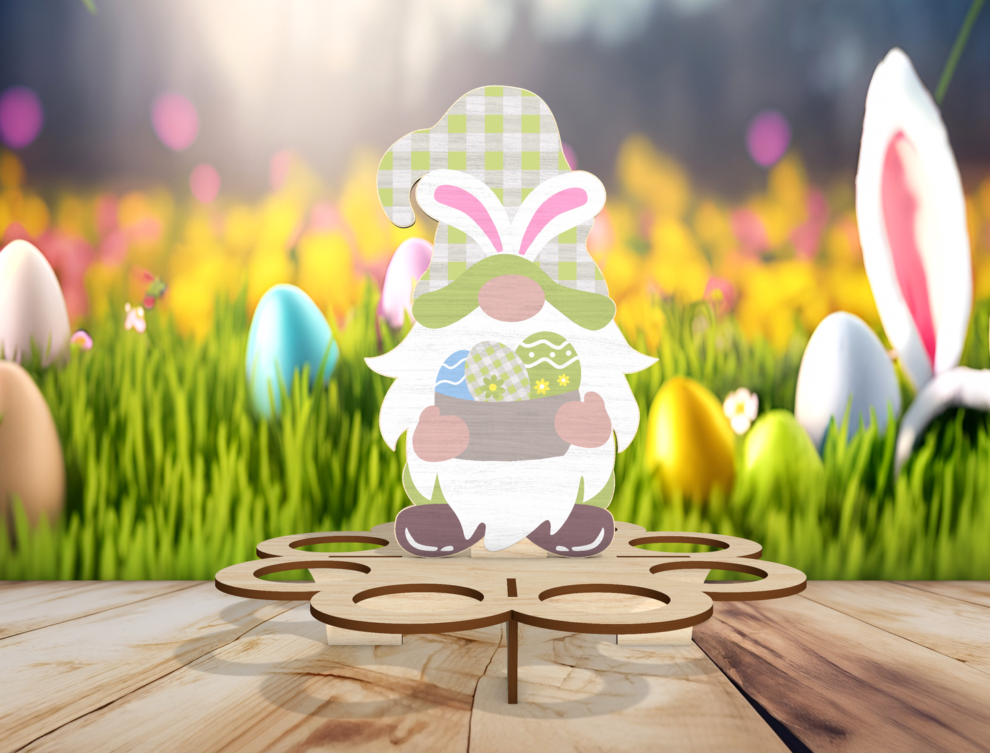 Easter Gnome Egg Holder SVG Spring Egg Display for LightBurn and xTool