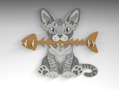 Cat Breed Key Holder SVG Bundle for Glowforge and LightBurn