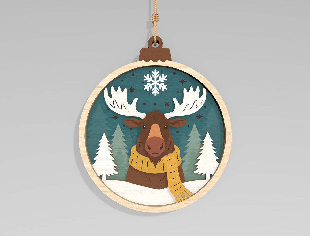 Christmas Woodland Animal Ornament SVG Bundle Laser Cut Files