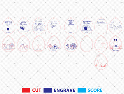 Christian Easter Egg Ornament SVG Bundle for LightBurn and Glowforge