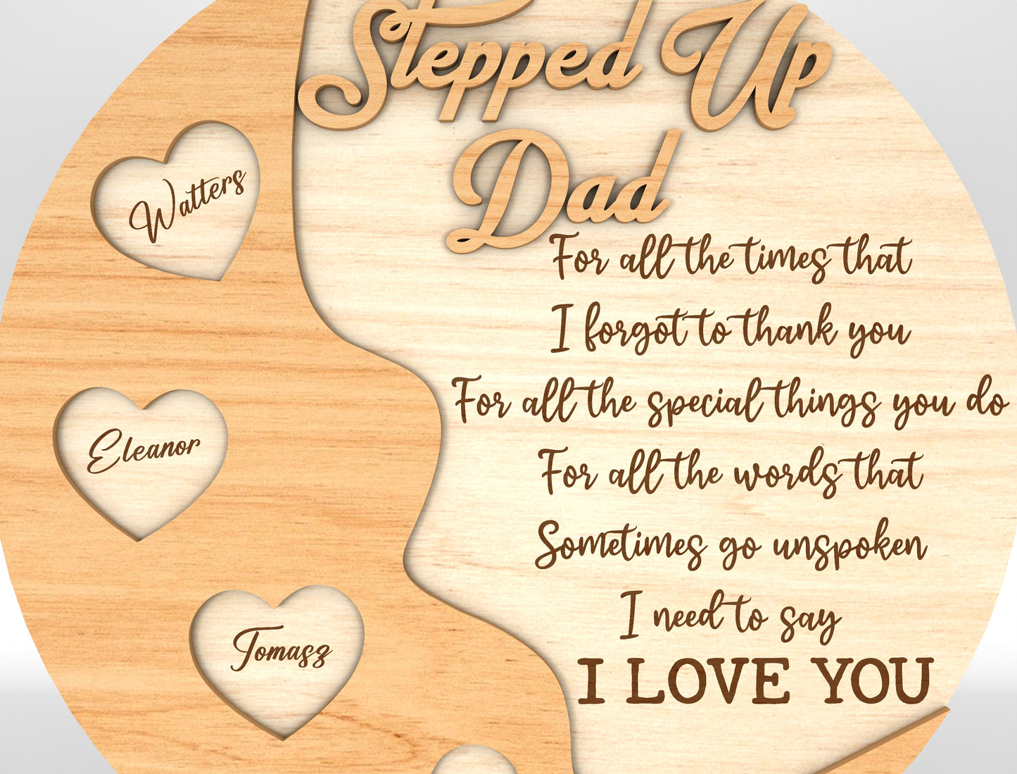 Dad Heart Keepsake Sign SVG Laser Cut File for xTool and Glowforge