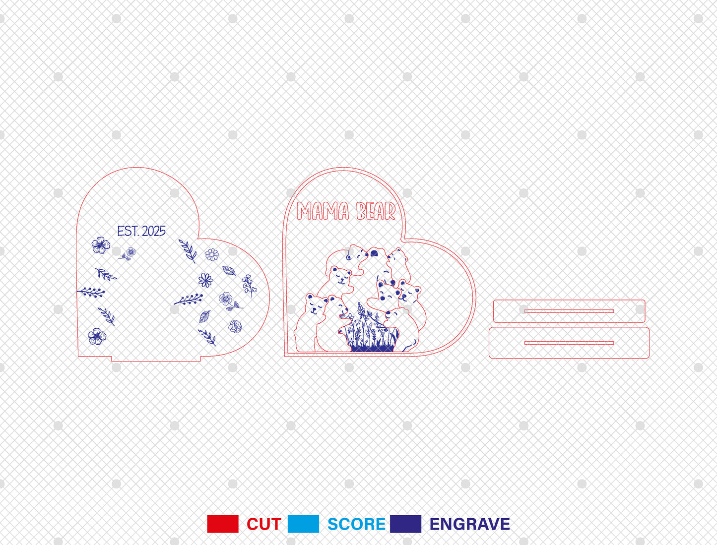 Custom Name Bear Family Sign SVG for LightBurn and Glowforge
