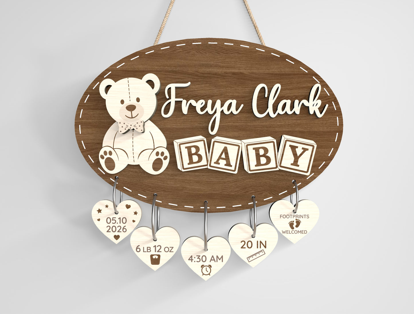 Baby Nursery Name Sign SVG File for Glowforge and xTool