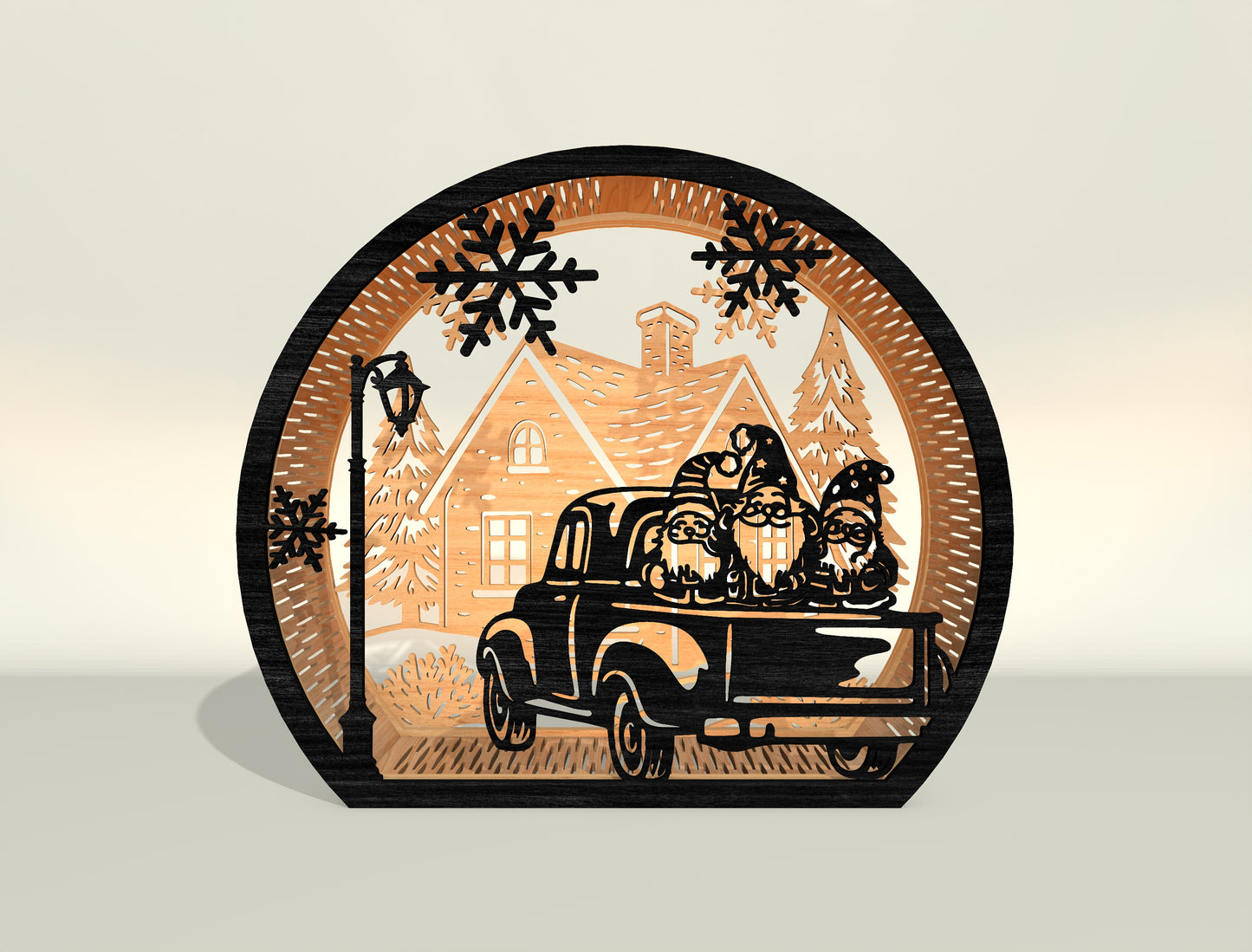 Christmas Santa Scene Lantern Laser Cut File | Ready to Cut | Glowforge, xTool, LightBurn, etc.