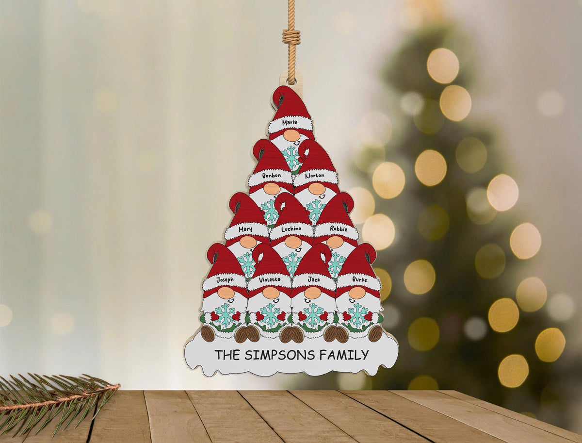 Personalized Gnome Family Christmas Tree Ornament SVG Bundle 10