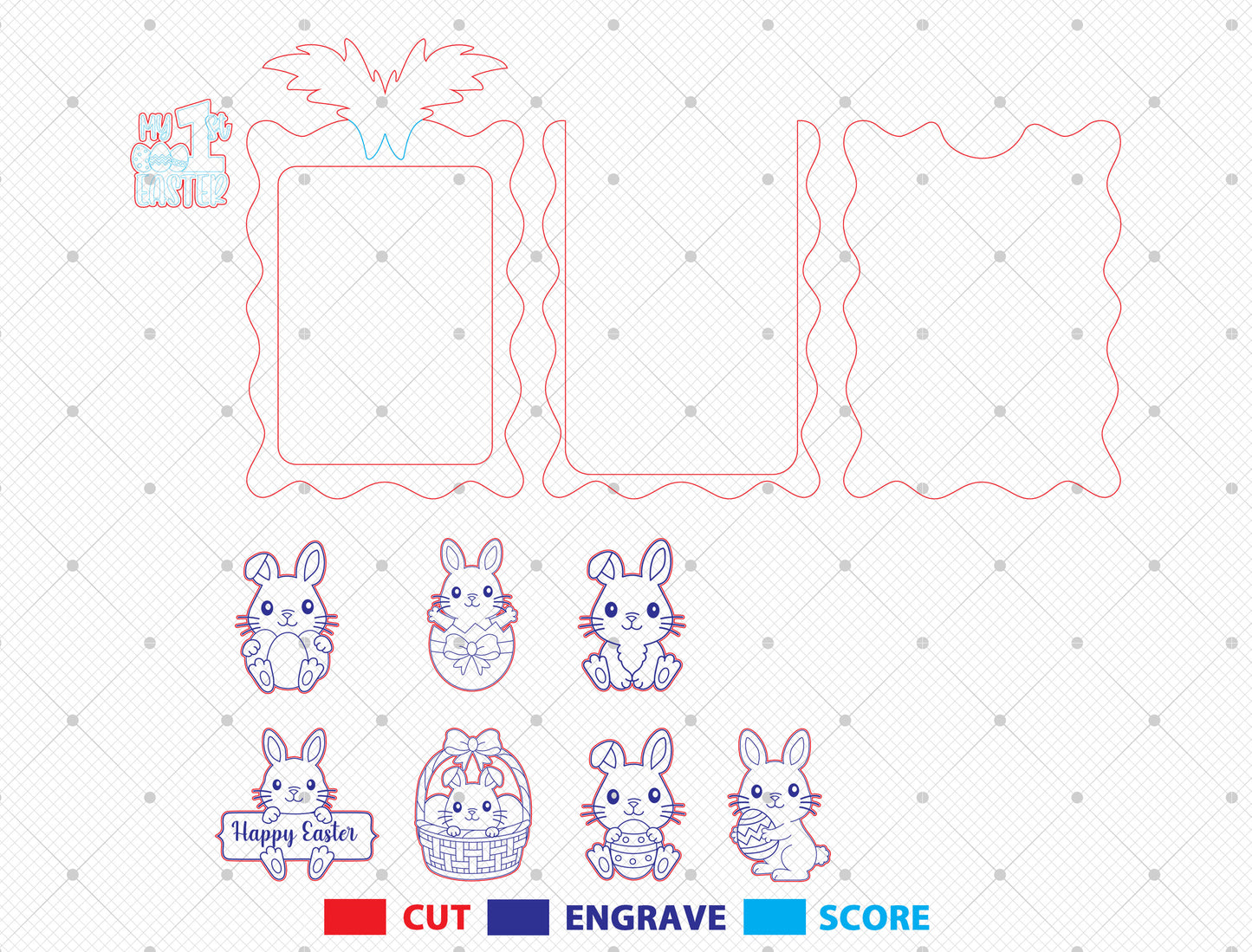 My First Easter Photo Frame SVG Bundle Baby Bunny for LightBurn and xTool