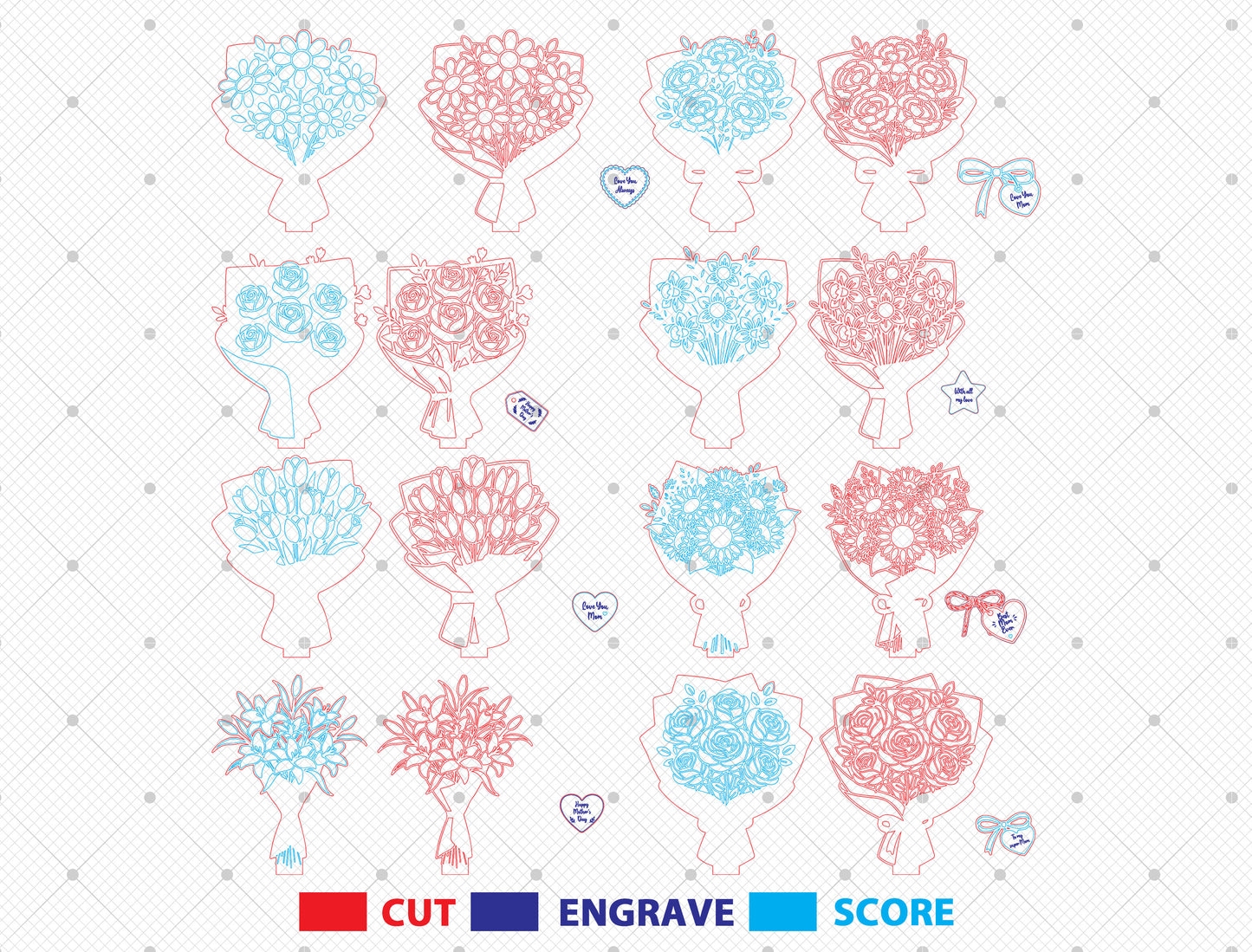Flower Bouquet Stand SVG Bundle Layered Floral for Glowforge