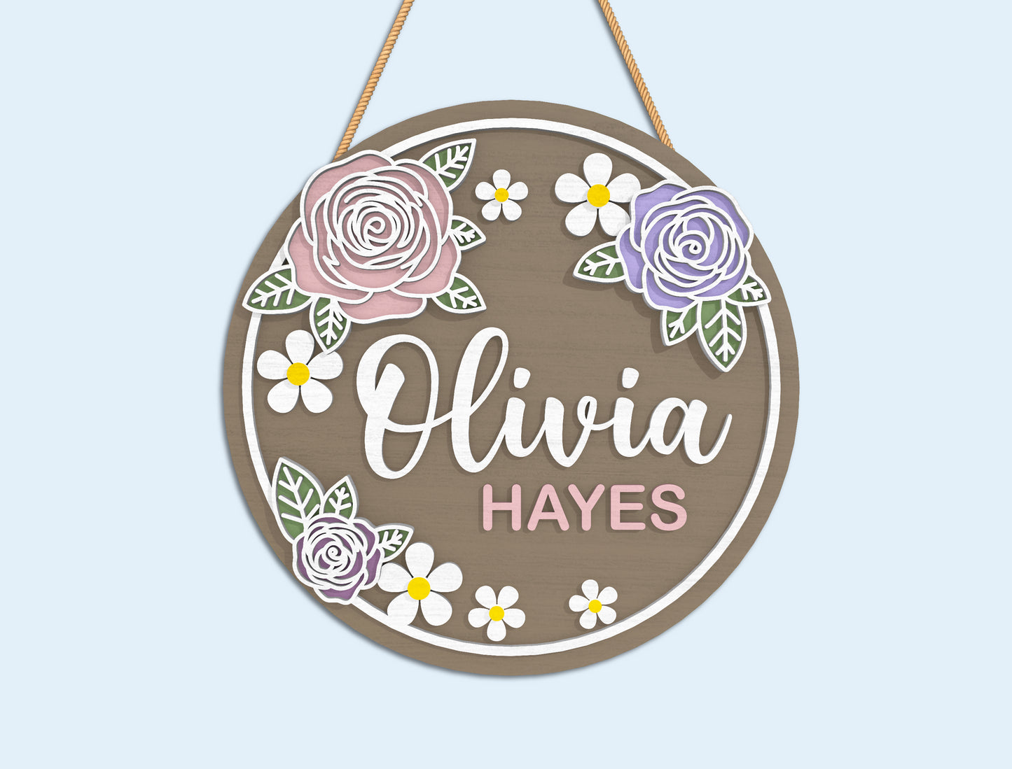 Floral Name Sign SVG Bundle Laser Cut File for Glowforge and xTool