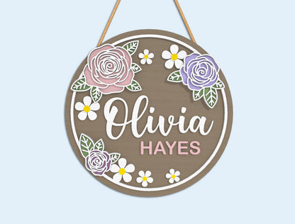 Floral Name Sign SVG Bundle Laser Cut File for Glowforge and xTool