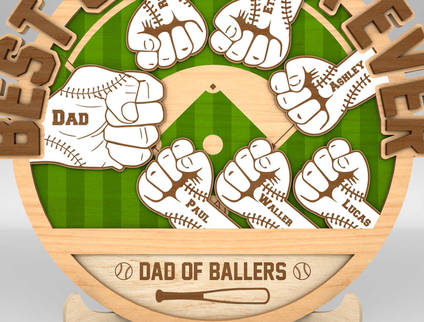 Best Dad Hands Fist Bump Sign SVG Laser Cut File for LightBurn and xTool