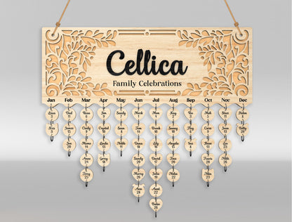 Personalized Family Name Sign SVG Hanging Heart Wall Decor Laser Cut File for LightBurn and xTool