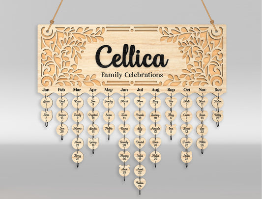 Personalized Family Name Sign SVG Hanging Heart Wall Decor Laser Cut File for LightBurn and xTool