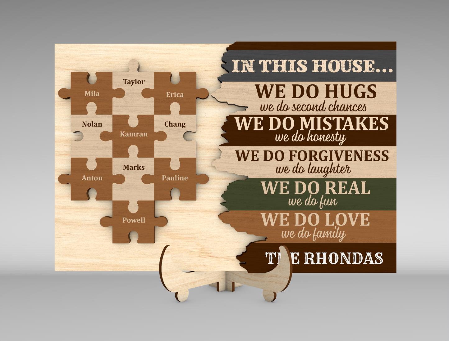 "In This House We Do Hugs" Family Puzzle Sign SVG for xTool