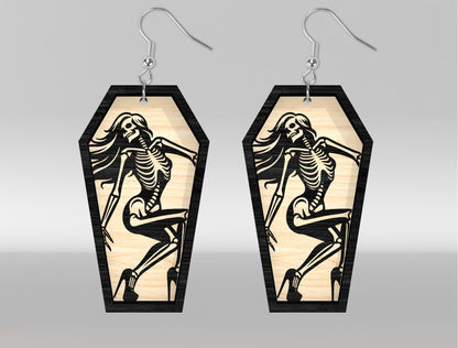 8 Skeleton Coffin Earrings SVG Halloween Laser Cut Bundle for LightBurn