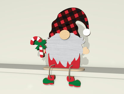 Christmas Gnome Shelf Sitter Laser Cut File | Ready to Cut | Glowforge, xTool, LightBurn, etc.