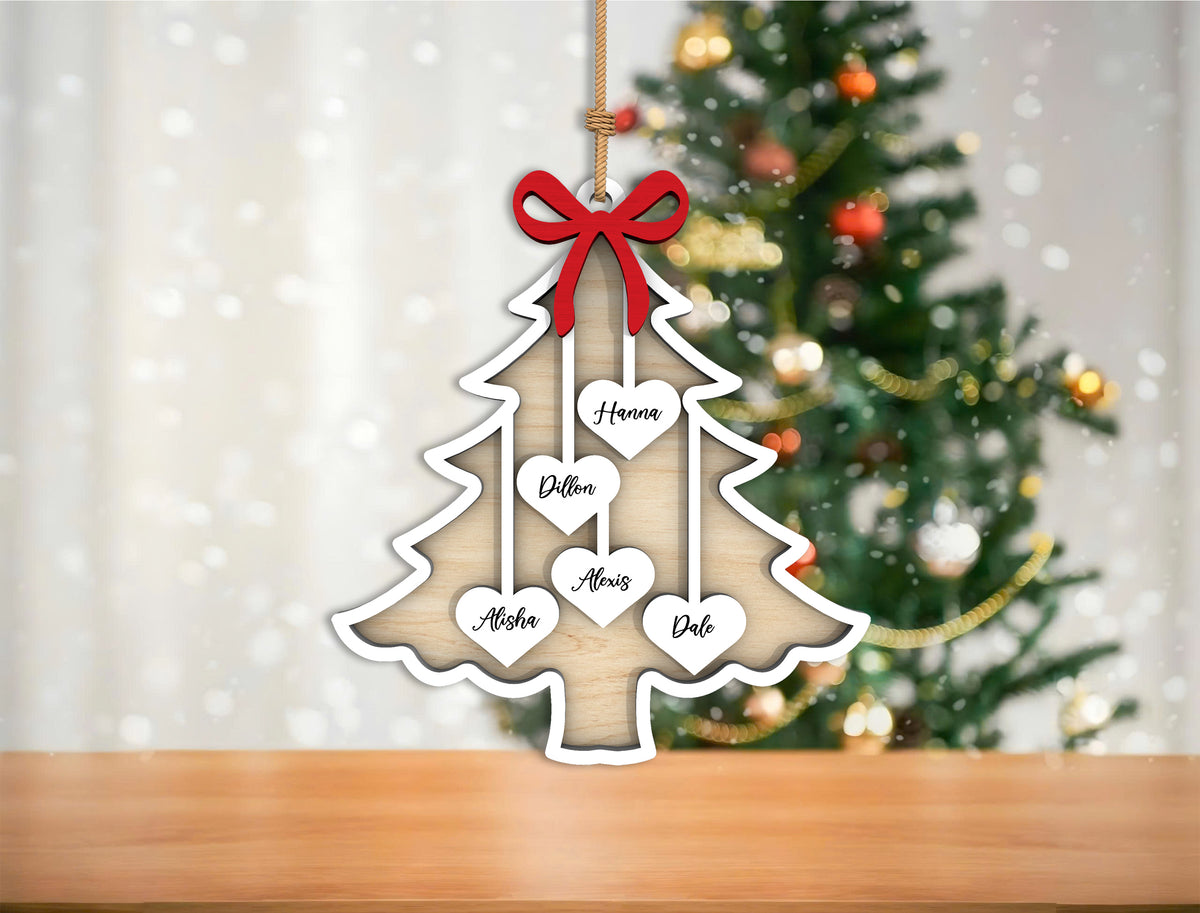 Personalized Family Christmas Tree Ornament SVG with Names 10