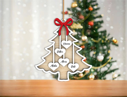 Personalized Family Christmas Tree Ornament SVG with Names 10