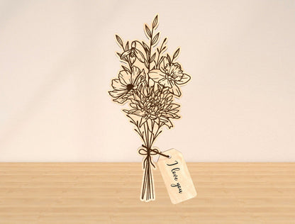 Flower Bouquet Sign SVG Bundle 10 Flowers 21 Tags for Glowforge and xTool