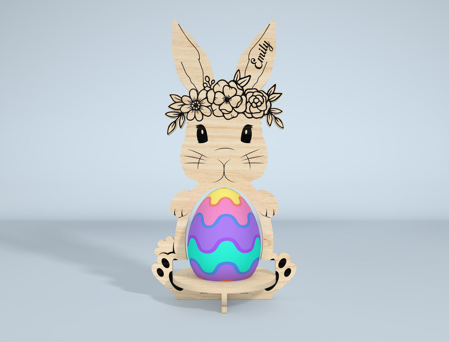 Personalized Bunny Egg Stand SVG Bundle 9 Designs for LightBurn and xTool