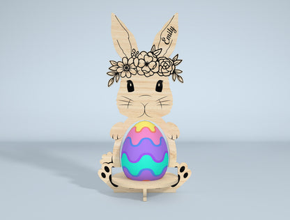 Personalized Bunny Egg Stand SVG Bundle 9 Designs for LightBurn and xTool
