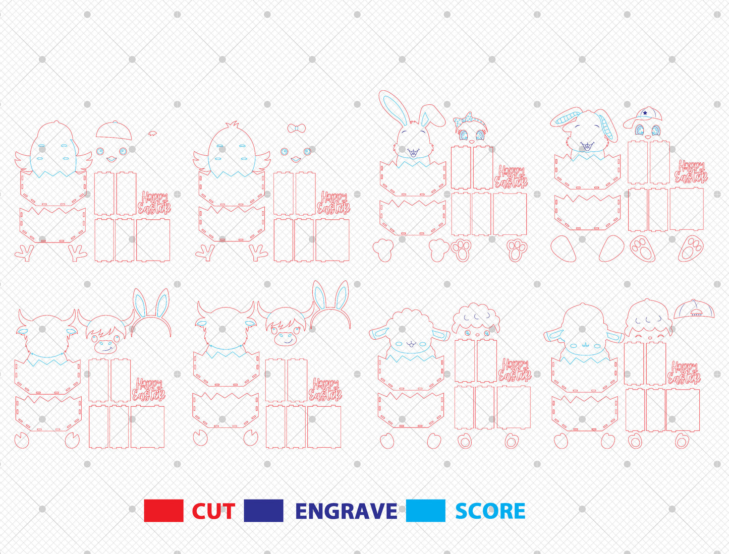 Personalized Easter Tabletop Decor SVG Laser Cut for Glowforge and xTool