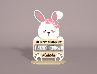Personalized Bunny Money Holder SVG Easter Cash Gift for LightBurn and xTool