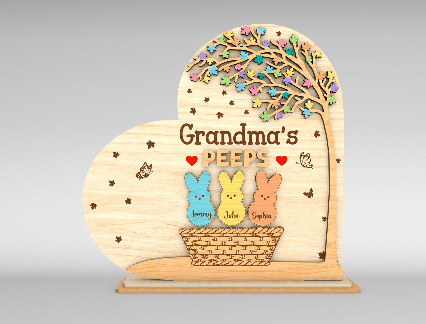 Personalized Grandma Peeps Bunny Tabletop Sign SVG for LightBurn and xTool