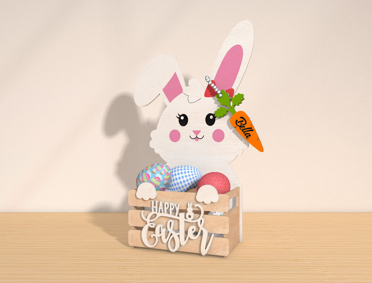 Personalized Bunny Easter Basket Holder SVG Bundle for Glowforge and xTool