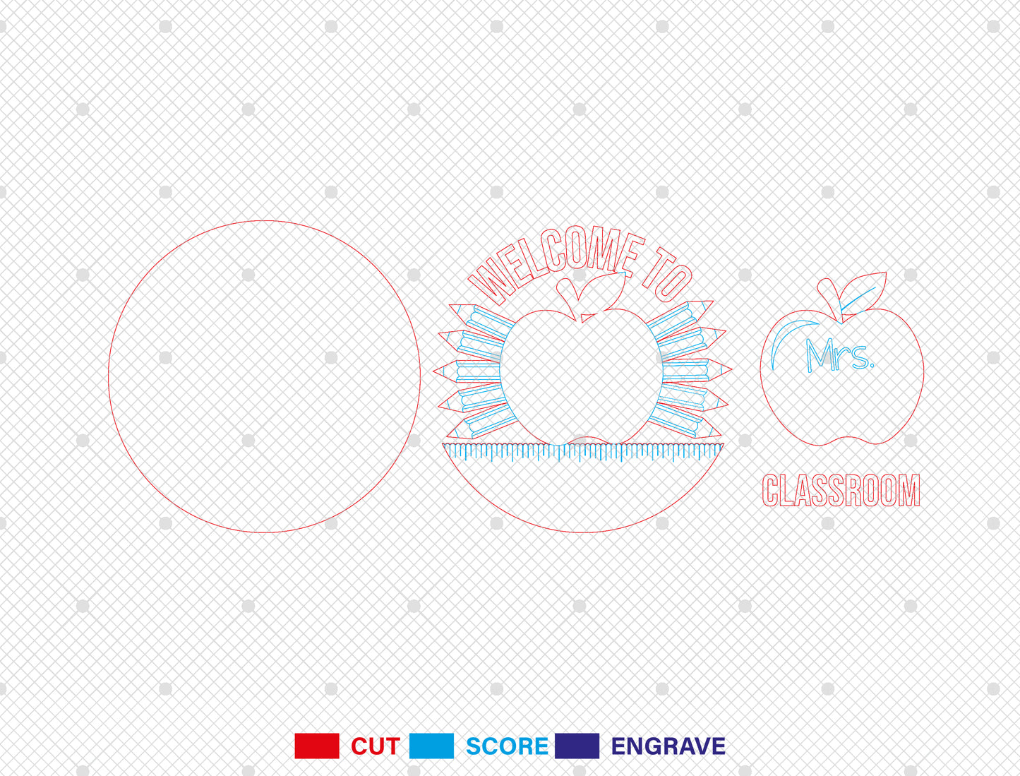 Teacher Apple Door Sign SVG Bundle Laser Cut File for Glowforge and xTool