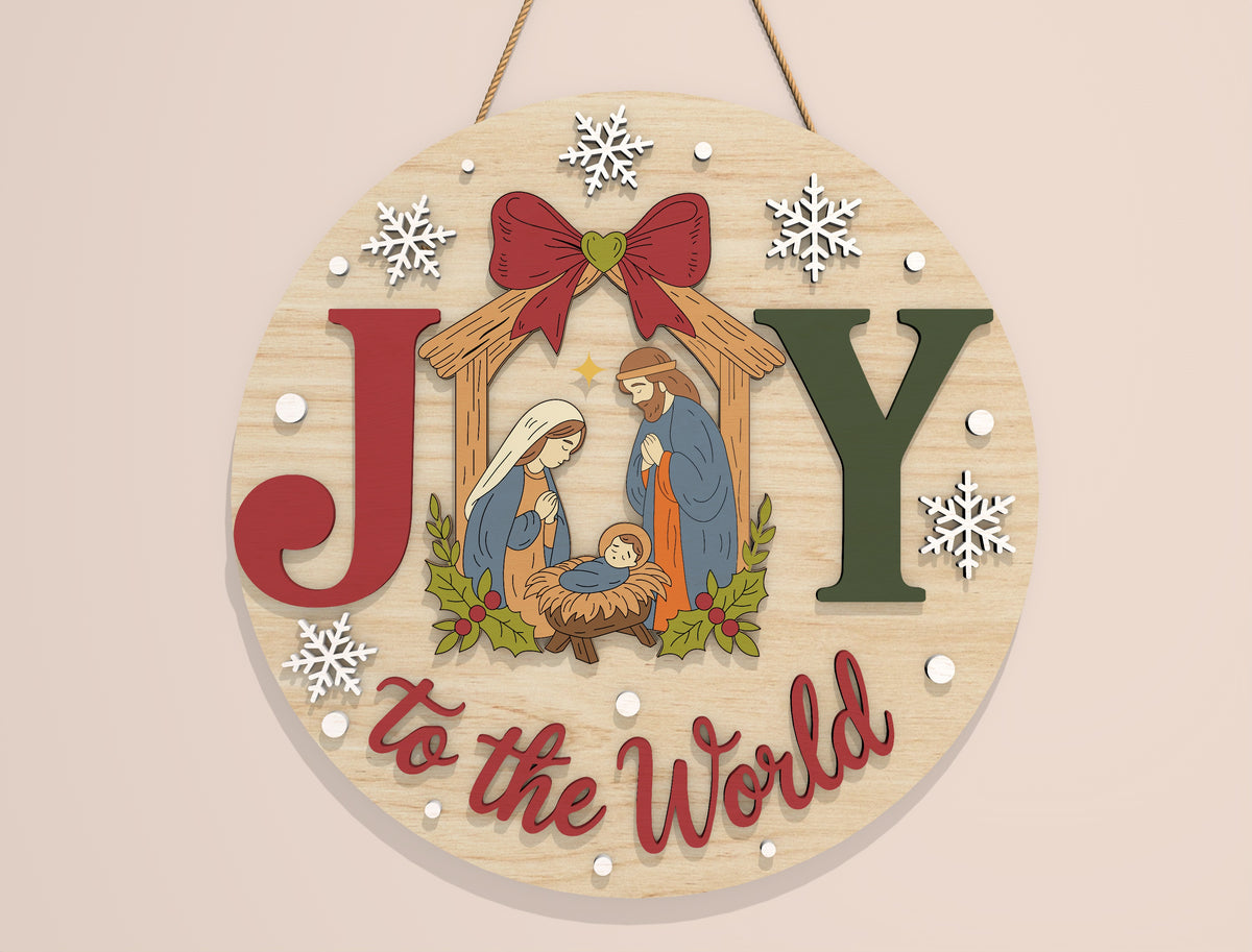 Christian Christmas Door Hanger SVG Bundle Laser Cut Designs 9
