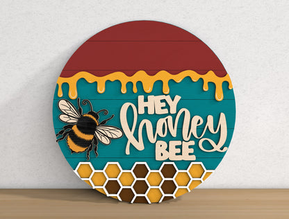 Bee Honeycomb Door Sign SVG Bundle Laser Cut File for Glowforge and xTool